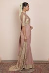 Buy_Arpita Mehta_Pink Blouse Banarsi Embroidered Mirrorwork Round Bandhani Pattern Saree With _Online_at_Aza_Fashions