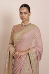 Shop_Arpita Mehta_Pink Blouse Banarsi Embroidered Mirrorwork Round Bandhani Pattern Saree With _Online_at_Aza_Fashions