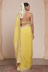 Shop_Arpita Mehta_Yellow Blouse Net Embroidered Mirrorwork Bandhani Saree With Tassel Embellished _at_Aza_Fashions