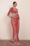 Arpita Mehta_Red Blouse And Saree Georgette Embellished Zari Scoop Woven Bandhani With _Online_at_Aza_Fashions