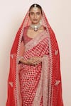 Arpita Mehta_Red Blouse And Saree Georgette Embellished Zari Scoop Woven Bandhani Set _Online_at_Aza_Fashions