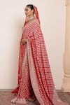 Buy_Arpita Mehta_Red Blouse And Saree Georgette Embellished Zari Scoop Woven Bandhani Set _Online_at_Aza_Fashions