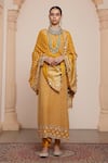 Buy_Arpita Mehta_Yellow Kurta Georgette Embellished Zari Floral Butti Set With Bandhani Dupatta _at_Aza_Fashions