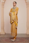 Shop_Arpita Mehta_Yellow Kurta Georgette Embellished Zari Floral Butti Set With Bandhani Dupatta _at_Aza_Fashions