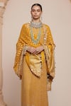 Arpita Mehta_Yellow Kurta Georgette Embellished Zari Floral Butti Set With Bandhani Dupatta _Online_at_Aza_Fashions