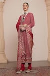 Buy_Arpita Mehta_Pink Kurta Georgette Embellished Zari Round Butti Set With Bandhani Dupatta _at_Aza_Fashions