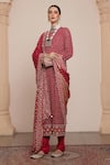 Shop_Arpita Mehta_Pink Kurta Georgette Embellished Zari Round Butti Set With Bandhani Dupatta _Online_at_Aza_Fashions