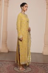 Buy_Arpita Mehta_Yellow Kurta Georgette Embellished Zari Round Floral Vine Set _Online_at_Aza_Fashions