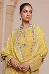 Shop_Arpita Mehta_Yellow Kurta Georgette Embellished Zari Round Floral Vine Set _Online_at_Aza_Fashions