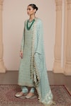 Buy_Arpita Mehta_Blue Kurta Georgette Embellished Zari Round Floral Vine Pattern Set _Online_at_Aza_Fashions