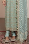 Shop_Arpita Mehta_Blue Kurta Georgette Embellished Zari Round Floral Vine Pattern Set _Online_at_Aza_Fashions