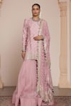 Buy_Arpita Mehta_Pink Kurta Dupion Silk Embellished Zari Floral Butti Bandhani Sharara Set _at_Aza_Fashions