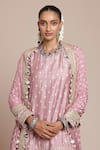 Arpita Mehta_Pink Kurta Dupion Silk Embellished Zari Floral Butti Bandhani Sharara Set _at_Aza_Fashions