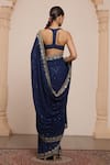 Shop_Arpita Mehta_Blue Georgette Embellished Zari Square Tonal Sequin Saree With Blouse _at_Aza_Fashions