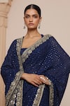 Shop_Arpita Mehta_Blue Georgette Embellished Zari Square Tonal Sequin Saree With Blouse _Online_at_Aza_Fashions