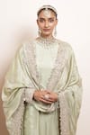 Shop_Arpita Mehta_Green Kurta And Dupatta- Tissue Embroidery Zari Round Placement Churidar Set _Online_at_Aza_Fashions