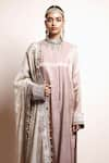 Buy_Arpita Mehta_Pink Kurta And Dupatta- Tissue Embroidery Zari Placement Straight Churidar Set _Online_at_Aza_Fashions