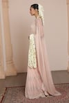 Arpita Mehta_Pink Net Embroidery Sequins Paan Neck Pre-draped Saree With Blouse _Online_at_Aza_Fashions