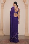 Shop_Arpita Mehta_Purple Georgette Embroidery Sequins Square Neck Ruffle Saree With Blouse _at_Aza_Fashions