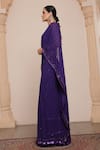 Arpita Mehta_Purple Georgette Embroidery Sequins Square Neck Ruffle Saree With Blouse _Online_at_Aza_Fashions