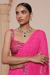 Shop_Arpita Mehta_Pink Georgette Embroidery Sequins Sweetheart Butti Pre-draped Saree With Blouse _Online_at_Aza_Fashions