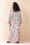 Shop_Payal Jain_Off White Cotton Printed Floral Plunge V Neck Farida Kaftan _at_Aza_Fashions