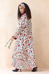 Buy_Payal Jain_Off White Cotton Printed Floral Plunge V Neck Farida Kaftan _Online_at_Aza_Fashions