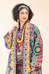 Payal Jain_Multi Color Cotton Embroidery Thread Open Eiman Floral Patchwork Jacket _Online_at_Aza_Fashions