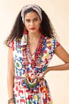 Buy_Payal Jain_Off White Linen Slub Printed Abstract Floral Plunge V Neck Vahida Dress _Online_at_Aza_Fashions