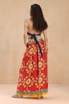 Shop_Payal Jain_Red Linen Slub Print Boho Fleur Wajiha Skirt _at_Aza_Fashions