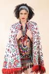 Payal Jain_Off White Cotton Fabric Embroidery Stand Fizza Wildflora Cape_Online_at_Aza_Fashions