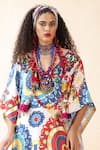 Payal Jain_Off White Linen Slub Print Fleur Swerve V Neck Gulzar Kaftan _Online_at_Aza_Fashions