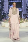 Shop_Payal Singhal_Pink Mukaish Georgette Shahnaaz Zari Embroidered Asymmetric Tunic With Sharara _at_Aza_Fashions