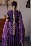 Shop_Payal Singhal_Purple Mukaish Silkmul Embroidered Zari Round Fatima Kurta Tiered Sharara Set _at_Aza_Fashions