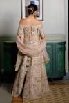 Shop_Payal Singhal_Pink Dupion Silk Embroidered Zari Off Shoulder Aida Foliage Lehenga Set _at_Aza_Fashions