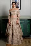 Buy_Payal Singhal_Pink Dupion Silk Embroidered Zari Off Shoulder Aida Foliage Lehenga Set 