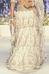 Payal Singhal_Cream Organza Embroidered Zardozi Sultana Forest Whisper Print Lehenga Set _Online_at_Aza_Fashions