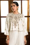 Buy_Payal Singhal_Ivory Organza Embroidered Zardozi Round Roha Tunic With Sharara _Online_at_Aza_Fashions