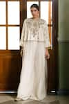 Payal Singhal_Ivory Organza Embroidered Zardozi Round Roha Tunic With Sharara _at_Aza_Fashions