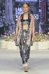 Buy_Payal Singhal_Black Velvet Printed Forest Wisper Jacket Open Bushra Dhoti Pant Set _at_Aza_Fashions