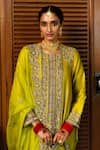 Buy_Payal Singhal_Green Silkmul Embroidered Round Ruksaan A-line Kurta Set _Online_at_Aza_Fashions