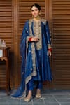 Buy_Payal Singhal_Blue Silkmul Embroidered Round Ruksaan A-line Kurta Set _at_Aza_Fashions