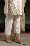 Buy_Payal Singhal_Ivory Chanderi Brocade Silk Embroidered Floral Round Gauhar Kurta Pant Set _Online_at_Aza_Fashions