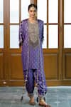 Buy_Payal Singhal_Purple Dupion Silk Embroidered Tassel Round Razia Kaftan With Salwar _at_Aza_Fashions