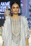 Payal Singhal_Grey Dola Silk Embroidered Tassel Round Razia Yoke Kaftan With Salwar _Online_at_Aza_Fashions