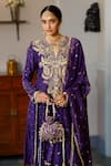 Buy_Payal Singhal_Purple Mukaish Silk Mul Embroidered Zardosi Notched Zinat Yoke Anarkali Set _Online_at_Aza_Fashions