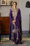 Shop_Payal Singhal_Purple Mukaish Silk Mul Embroidered Zardosi Notched Zinat Yoke Anarkali Set _Online_at_Aza_Fashions