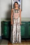 Payal Singhal_Off White Velvet Embroidered Floral Round Blouse And Sharara Set _at_Aza_Fashions