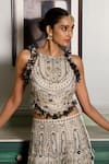 Shop_Payal Singhal_Off White Georgette Embroidered Tassel Round Tie-up Blouse And Sharara Set _Online_at_Aza_Fashions