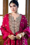 Payal Singhal_Pink Mukaish Georgette Zari Embroidered Asymmetric Tunic Sharara Set _at_Aza_Fashions